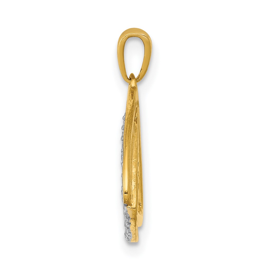 14k Polished 1/6 carat Diamond Double Triangle Pendant (PM4737-016-YA)