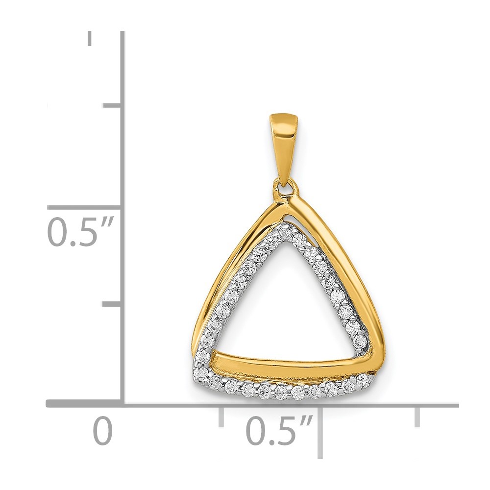 14k Polished 1/6 carat Diamond Double Triangle Pendant (PM4737-016-YA)