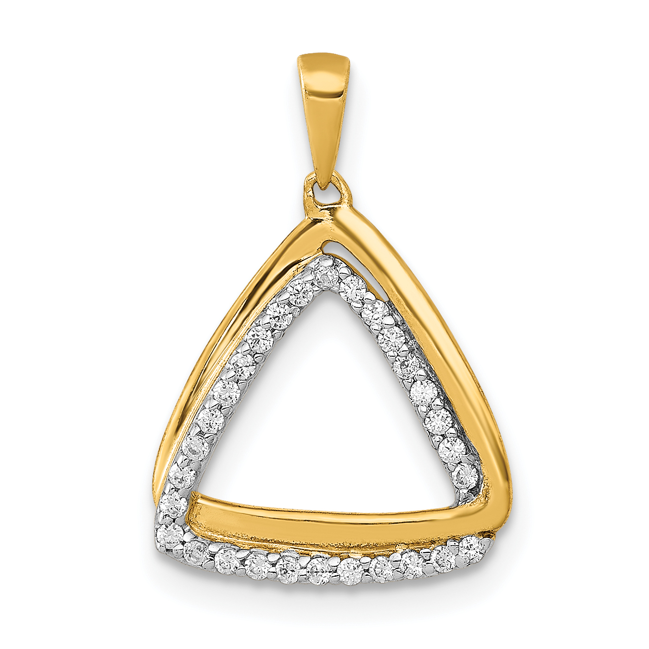 14k Polished 1/6 carat Diamond Double Triangle Pendant (PM4737-016-YA)