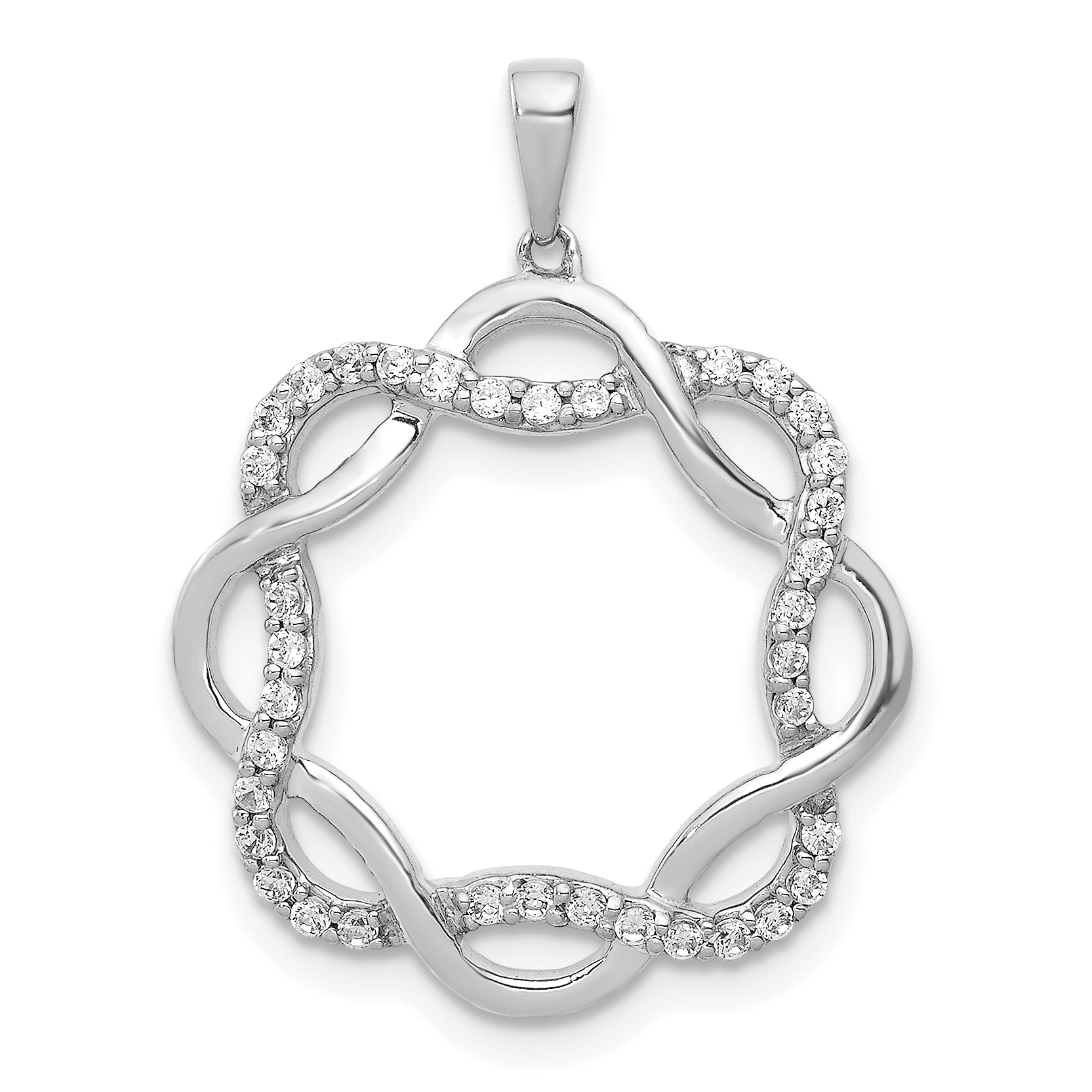 14k White Gold 1/5 carat Lab Grown Diamond VS/SI+ G+ Complete Twisted Circle Pendant (PM4738-020-WLG)