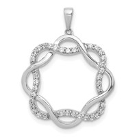14K White Gold 0.20 Carat Lab Grown Diamond VS SI+ G+ Complete Twisted Circle Pendant view 1