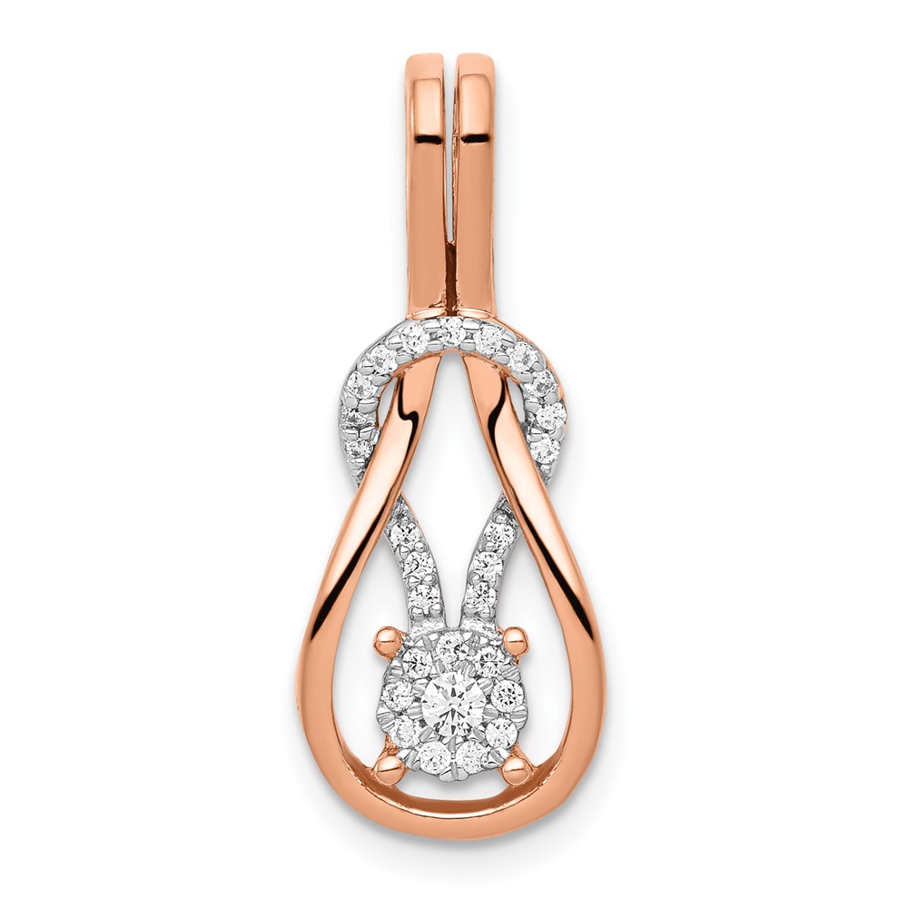 14k Rose Gold 1/6 carat Lab Grown Diamond VS/SI+ G+ Complete Knot Chain Slide Pendant (PM4739-016-RLG)