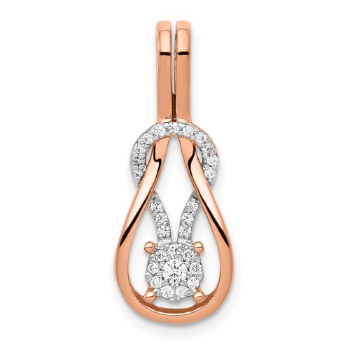 14K Rose Gold 0.17 Carat Lab Grown Diamond VS SI+ G+ Complete Knot Chain Slide Pendant