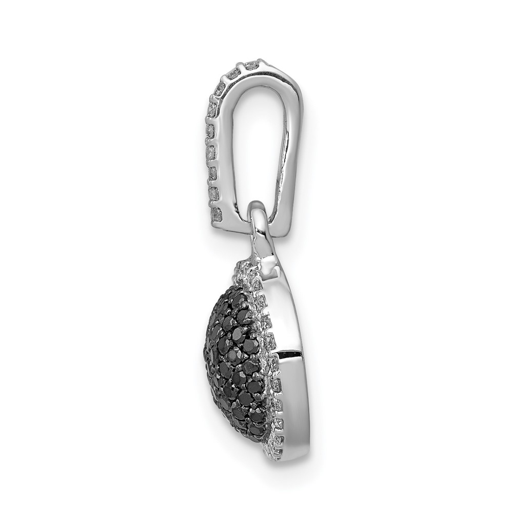 14k White Gold 1/3 carat White and Black Diamond Round Halo Cluster Pendant (PM4740-BK-020-WA)