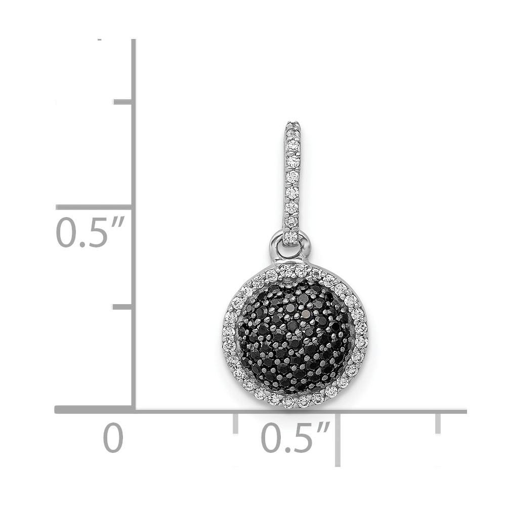 14k White Gold 1/3 carat White and Black Diamond Round Halo Cluster Pendant (PM4740-BK-020-WA)