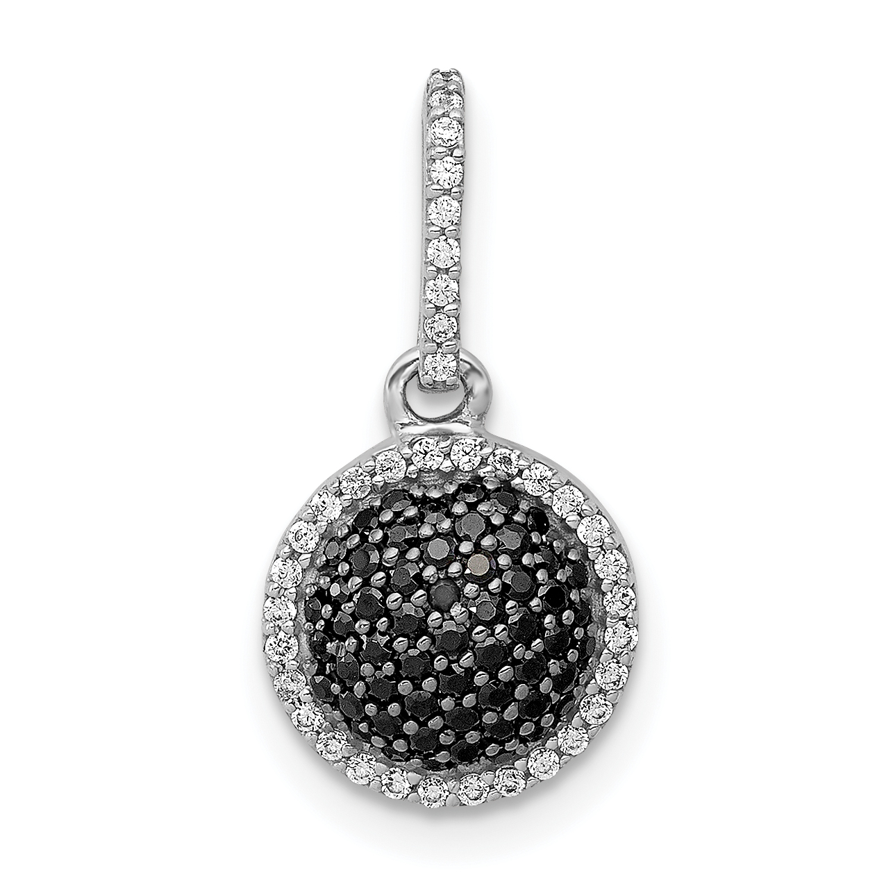 14k White Gold 1/3 carat White and Black Diamond Round Halo Cluster Pendant (PM4740-BK-020-WA)