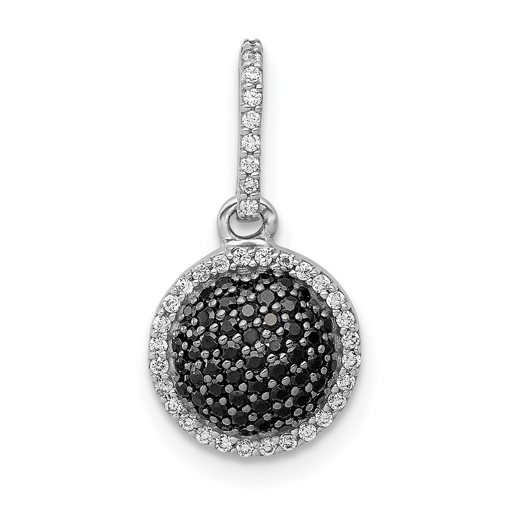 14k White Gold 1/3 carat White and Black Diamond Round Halo Cluster Pendant (PM4740-BK-020-WA)