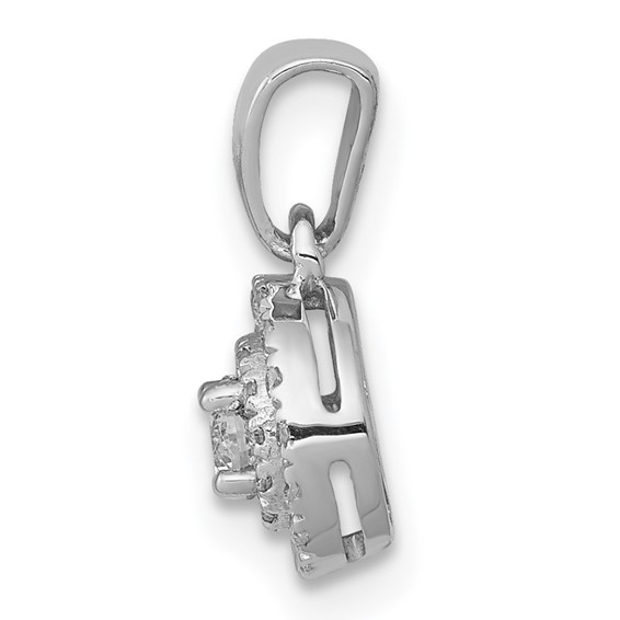 14k White Gold 1/4 carat Diamond Round Halo Cluster Pendant