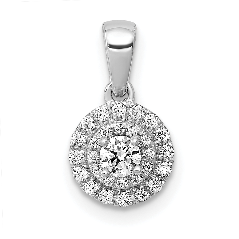 14k White Gold 1/4 carat Diamond Round Halo Cluster Pendant (PM4741-025-WA)