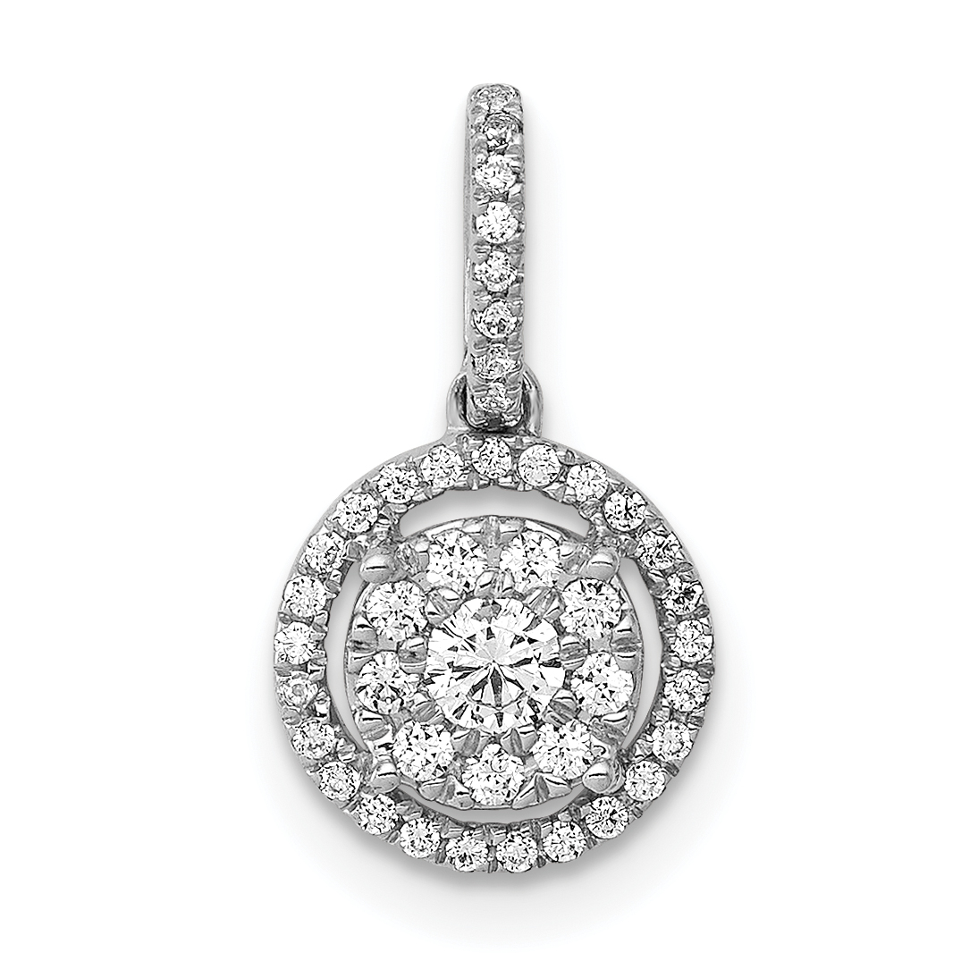 14k White Gold 1/4 carat Diamond Round Halo Cluster Pendant (PM4744-025-WA)