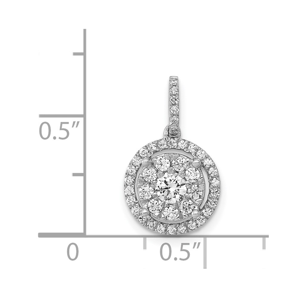 14k White Gold 1/2 carat Diamond Round Halo Cluster Pendant (PM4744-050-WA)