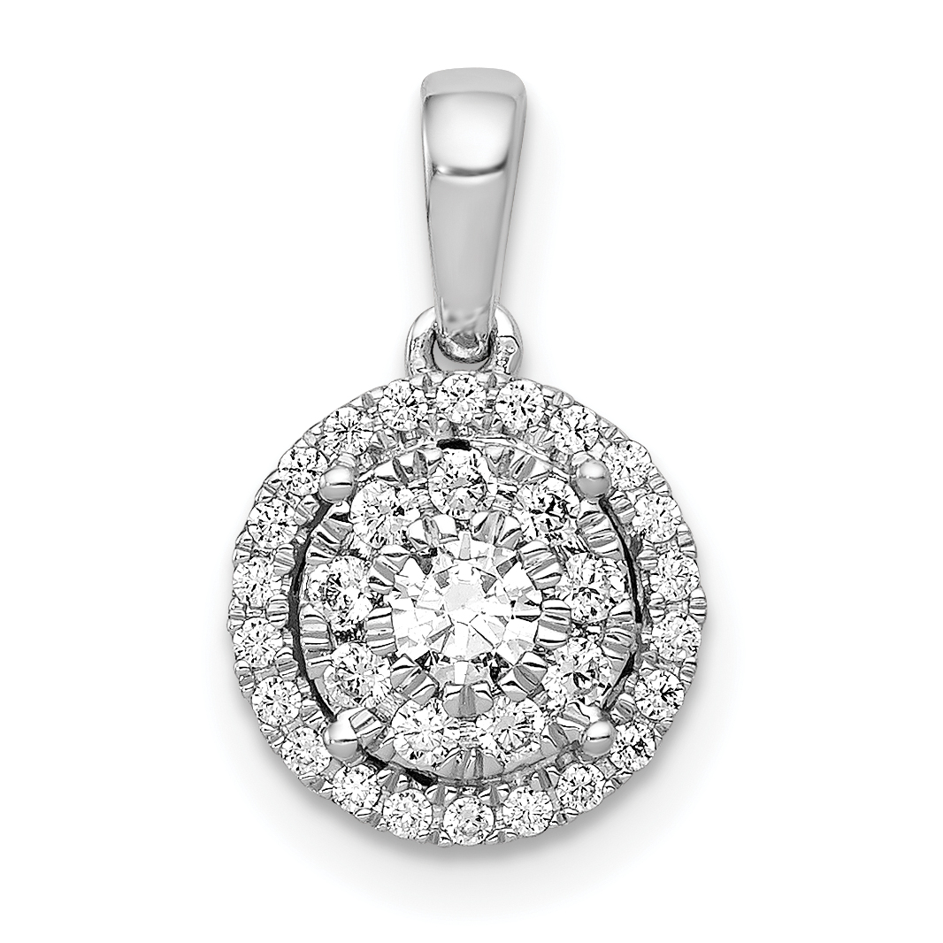 14k White Gold 1/3 carat Diamond Round Halo Cluster Pendant (PM4745-033-WA)