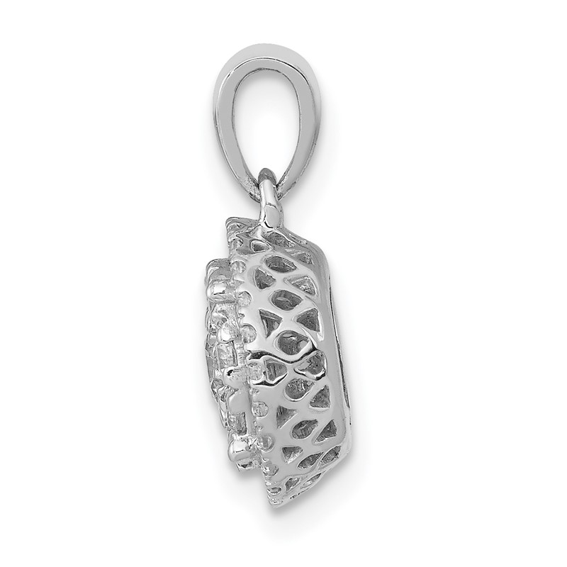 14K White Gold Lab Grown VS/SI+ G+ Dia Round Halo Cluster Pendant