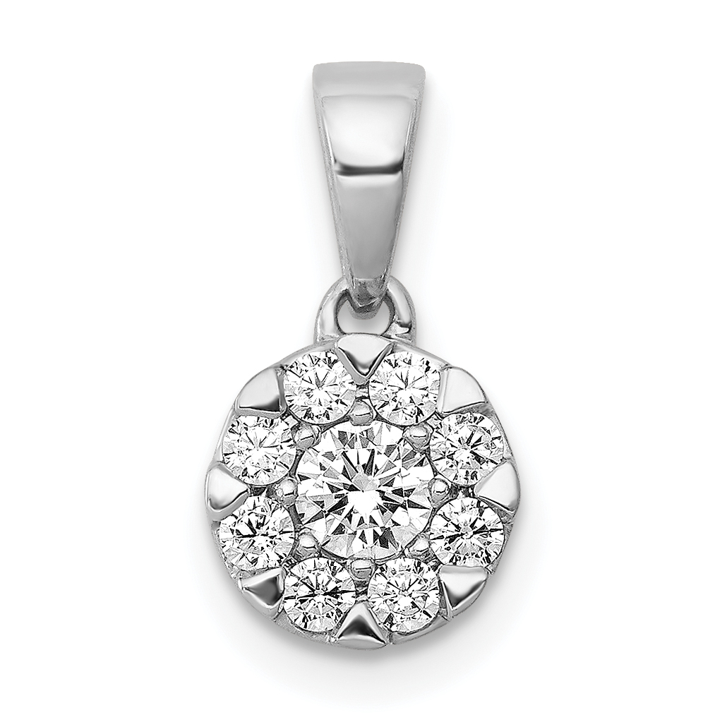 14k White Gold 1/3 carat Diamond Round Halo Pendant (PM4746-033-WA)