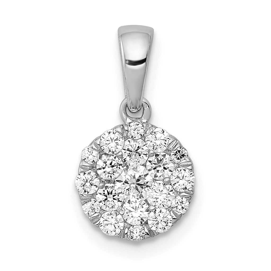 14k White Gold 1/2 carat Diamond Round Cluster Pendant (PM4747-050-WA)