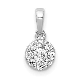 14k White Gold 1/4 carat Diamond Round Halo Pendant