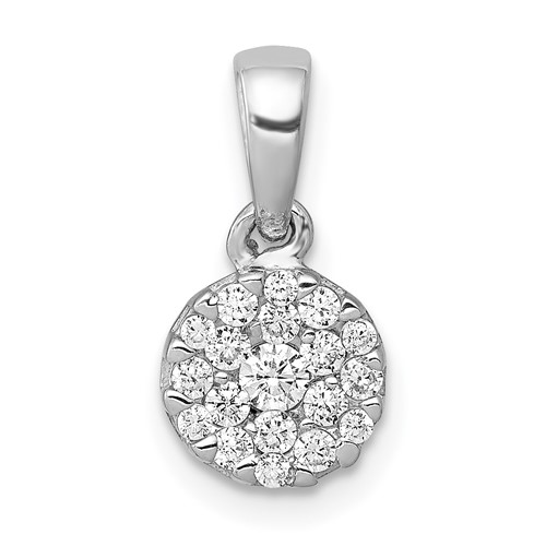 14K White Gold 0.25 Carat Lab Grown Diamond VS SI+ G+ Complete Circle Cluster Pendant