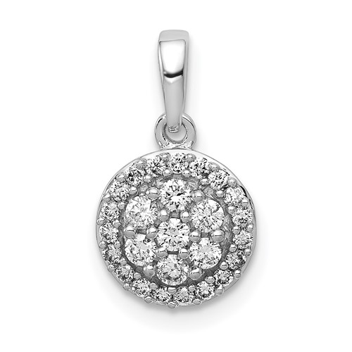 14K White Gold 0.25 Carat Lab Grown Diamond VS SI+ G+ Round Complete Halo Cluster Pendant