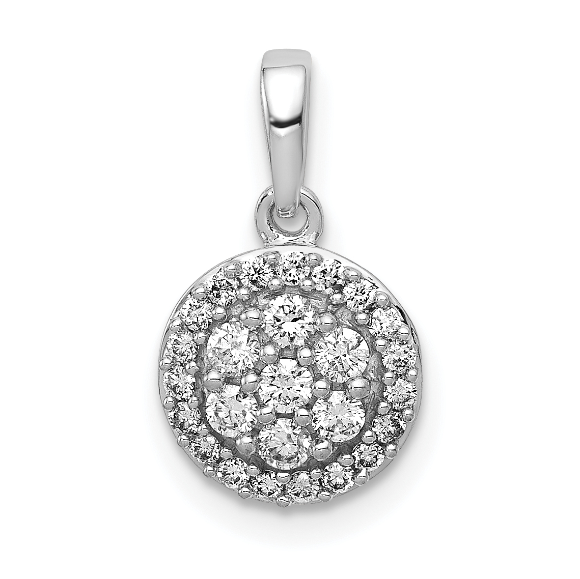 14k White Gold 1/4 carat Diamond Round Halo Cluster Pendant (PM4751-025-WA)