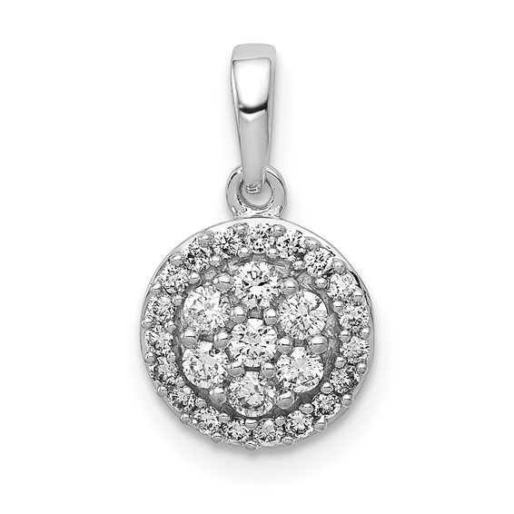 Diamond Round Halo Cluster Pendants