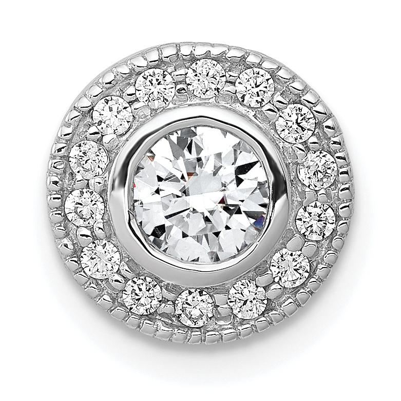 14k White Gold 1/2 carat Lab Grown Diamond VS/SI+ G+ Round Complete Halo Chain Slide Pendant (PM4755-050-WLG)