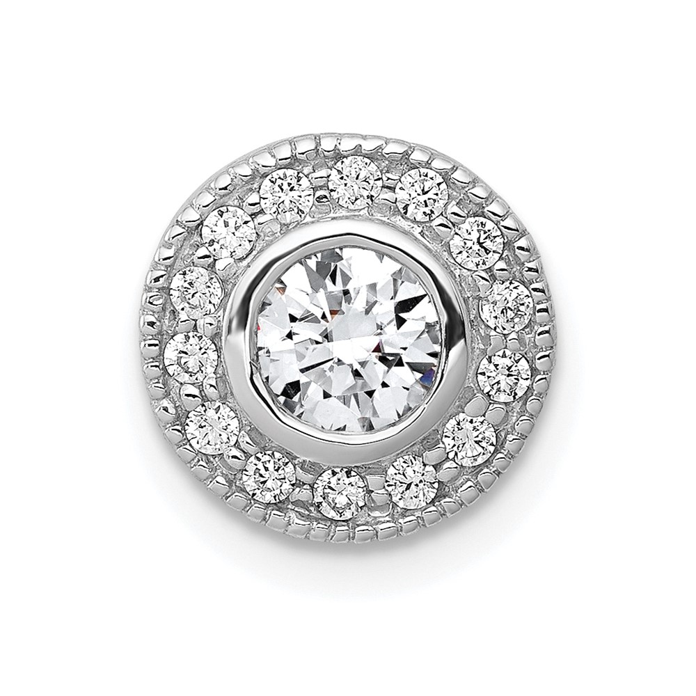 14K White Gold 0.50 Carat Lab Grown Diamond VS SI+ G+ Round Complete Halo Chain Slide Pendant
