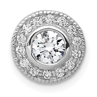 14K White Gold 0.50 Carat Lab Grown Diamond VS SI+ G+ Round Complete Halo Chain Slide Pendant view 1