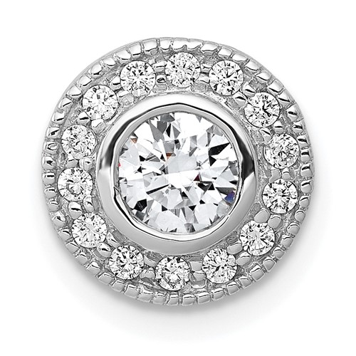 14K White Gold 0.50 Carat Lab Grown Diamond VS SI+ G+ Round Complete Halo Chain Slide Pendant