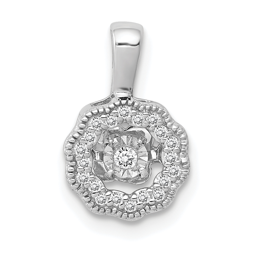 14k White Gold 1/10 carat Vibrant Moving Diamond Halo Pendant (PM4759-010-WA)