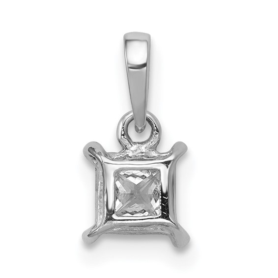14k White Gold 1/5 carat Princess Diamond Square Pendant