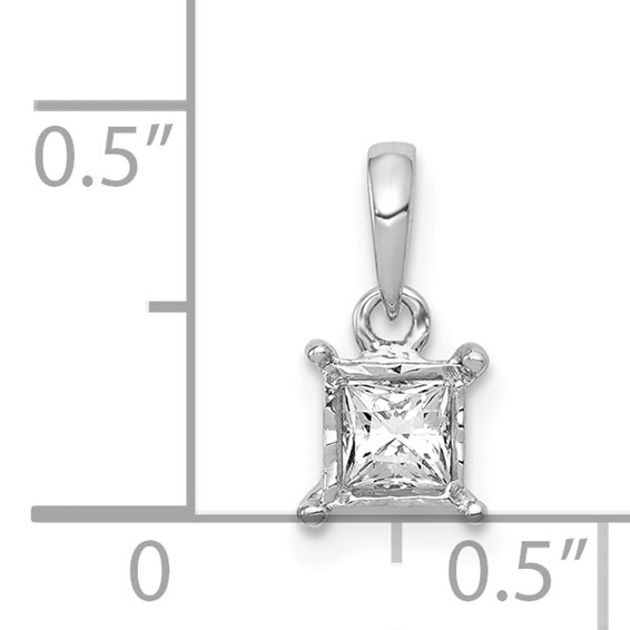 14k White Gold 1/5 carat Princess Diamond Square Pendant