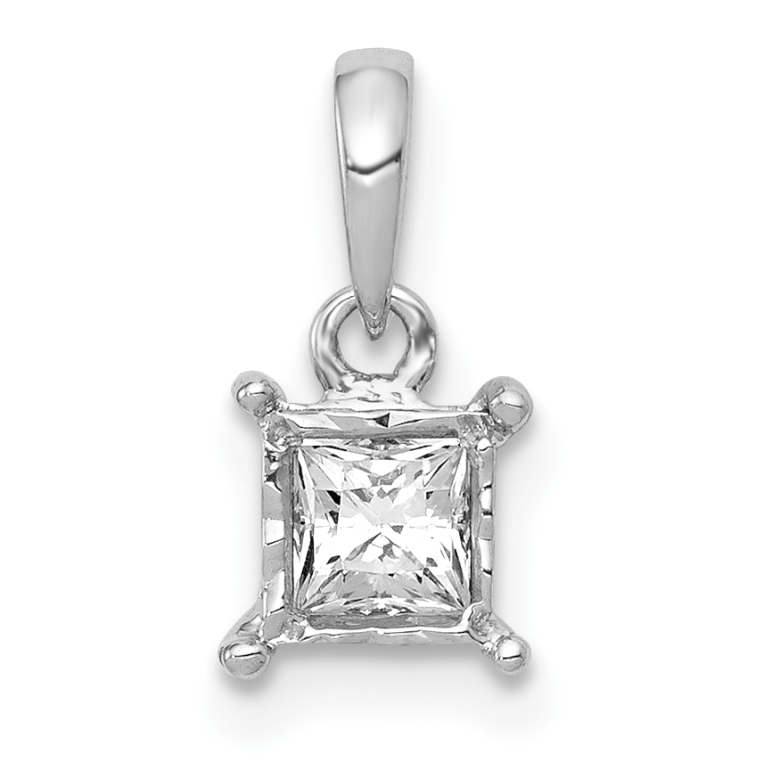 14k White Gold 1/5 carat Princess Diamond Square Pendant (PM4761-020-WA)