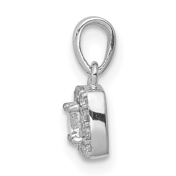 14k White Gold 1/3 carat Diamond Square Halo Cluster Pendant