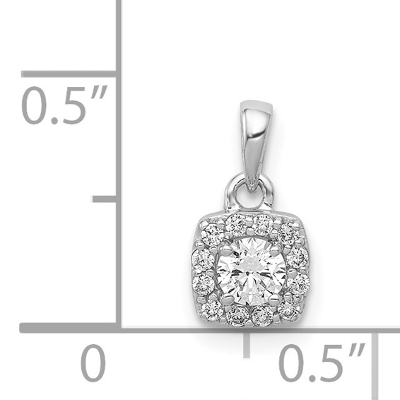 14k White Gold 1/3 carat Diamond Square Halo Cluster Pendant