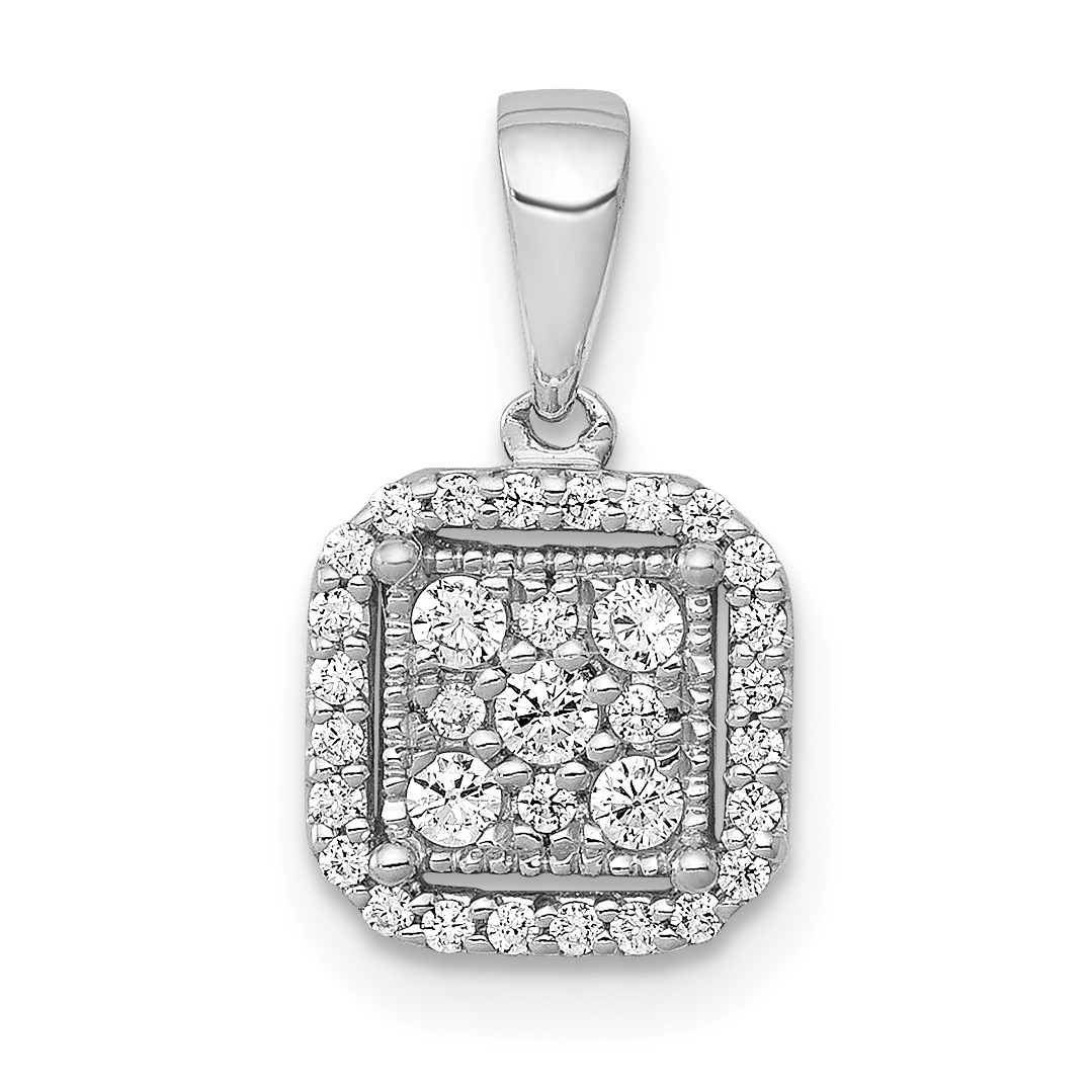 14k White Gold 1/4 carat Diamond Square Halo Cluster Pendant (PM4763-025-WA)