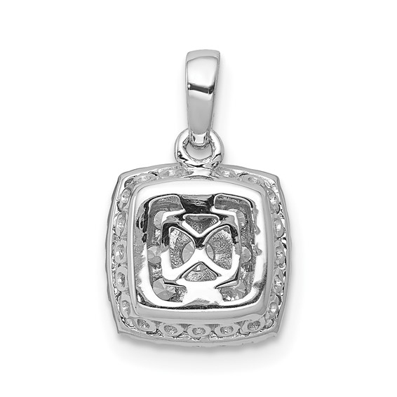 14k White Gold 1/2 carat Diamond Square Halo Cluster Pendant