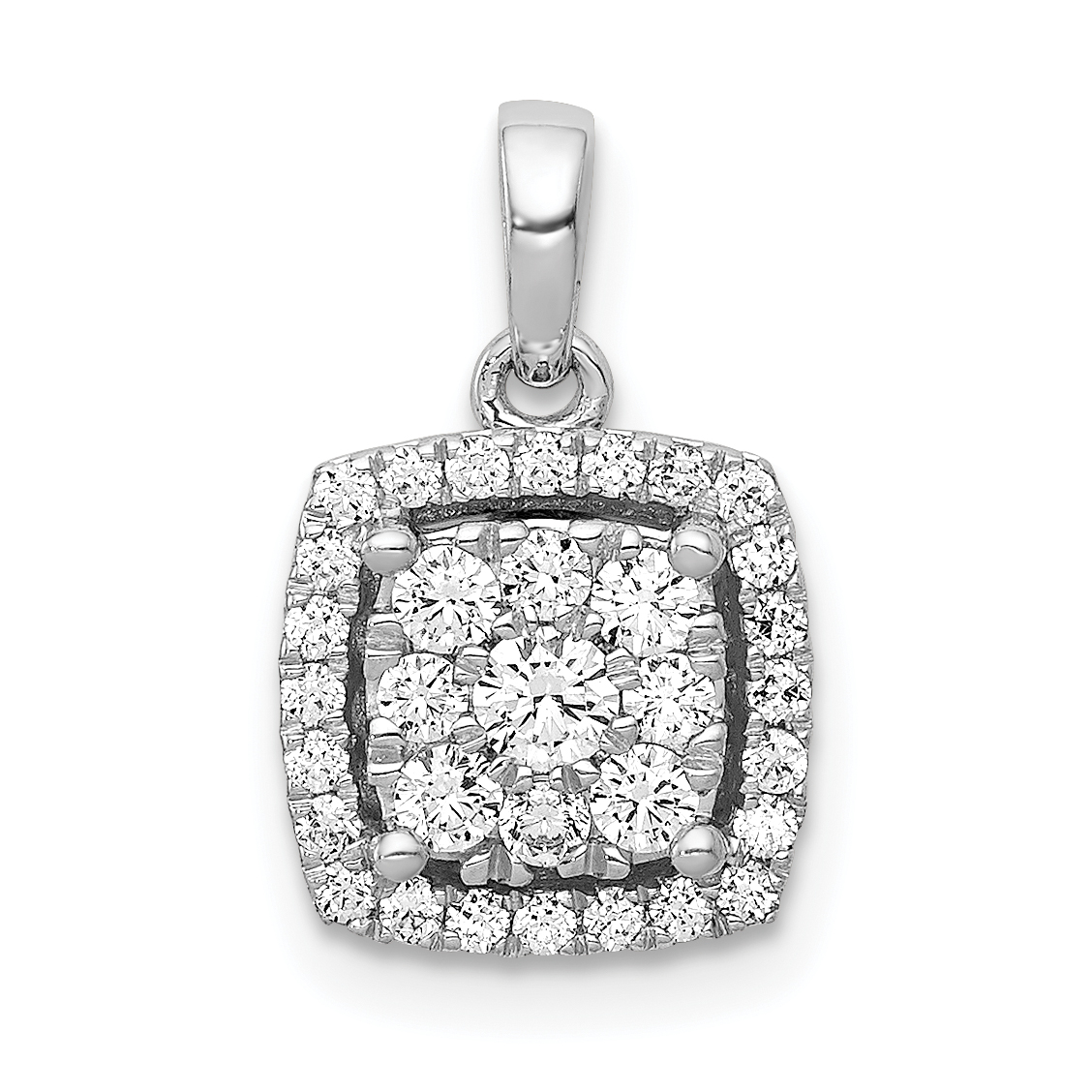 14k White Gold 1/2 carat Diamond Square Halo Cluster Pendant (PM4764-050-WA)