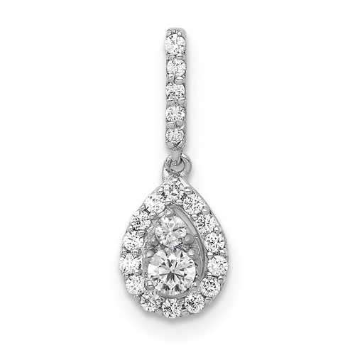 14K White Gold 0.25 Carat Lab Grown Diamond VS SI+ G+ Complete Teardrop Dangle Pendant