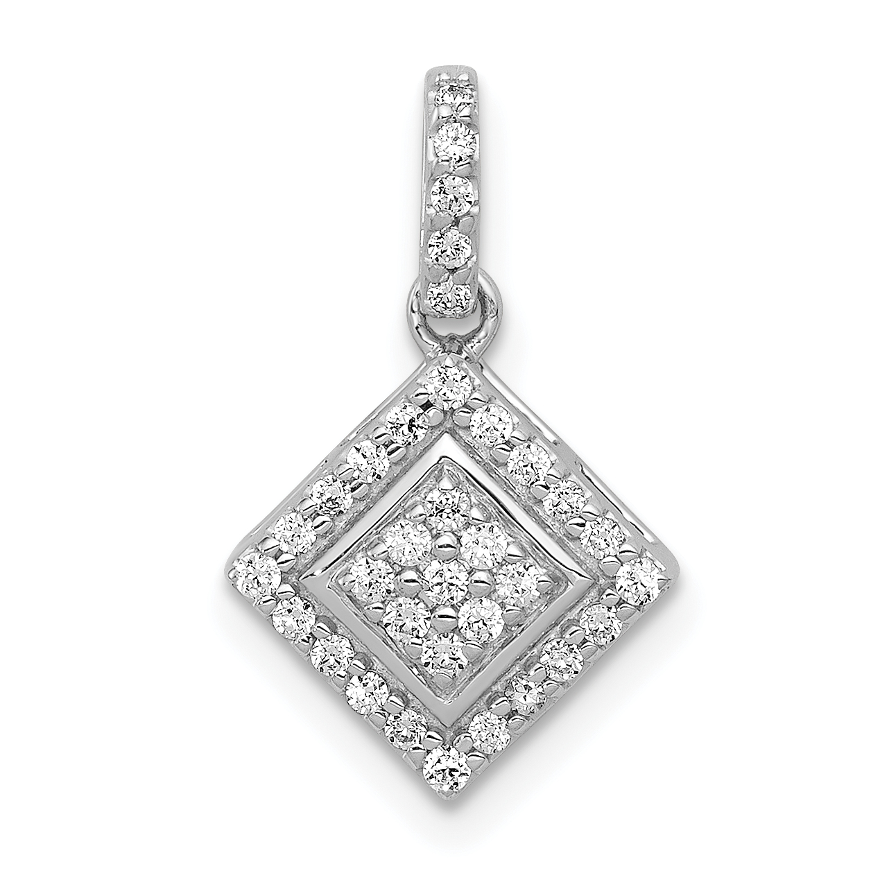 14k White Gold 1/4 carat Diamond Cluster Square Pendant (PM4766-025-WA)