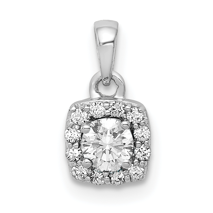 14k White Gold 1/3 carat Lab Grown Diamond VS/SI+ G+ Complete Halo Pendant (PM4770-033-WLG)