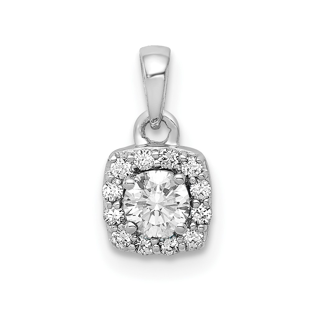 14K White Gold 0.33 Carat Lab Grown Diamond VS SI+ G+ Complete Halo Pendant