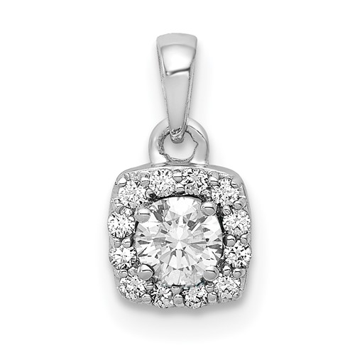 14K White Gold 0.33 Carat Lab Grown Diamond VS SI+ G+ Complete Halo Pendant
