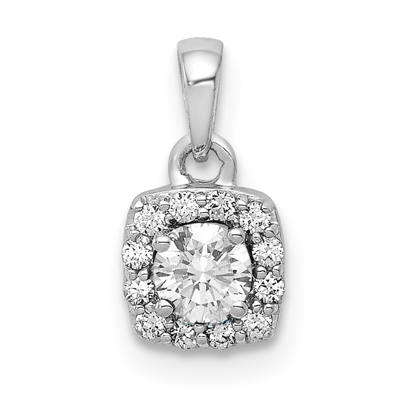 14k White Gold 1/3 carat Lab Grown Diamond VS/SI+ G+ Complete Halo Pendant