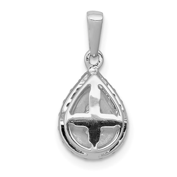 14k White Gold 1/4 carat Diamond Halo Teardrop Pendant