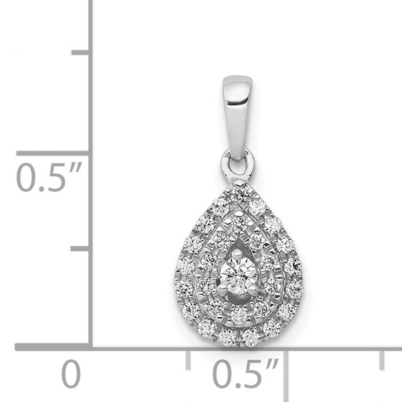 14k White Gold 1/4 carat Diamond Halo Teardrop Pendant
