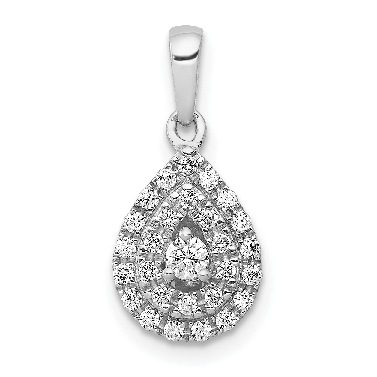14k White Gold 1/4 carat Diamond Halo Teardrop Pendant (PM4775-025-WA)