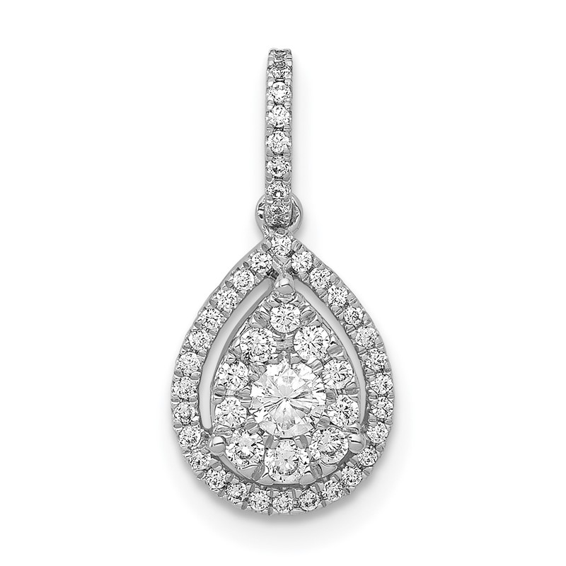 14k White Gold 1/3 carat Lab Grown Diamond VS/SI+ G+ Complete Teardrop Dangle Pendant