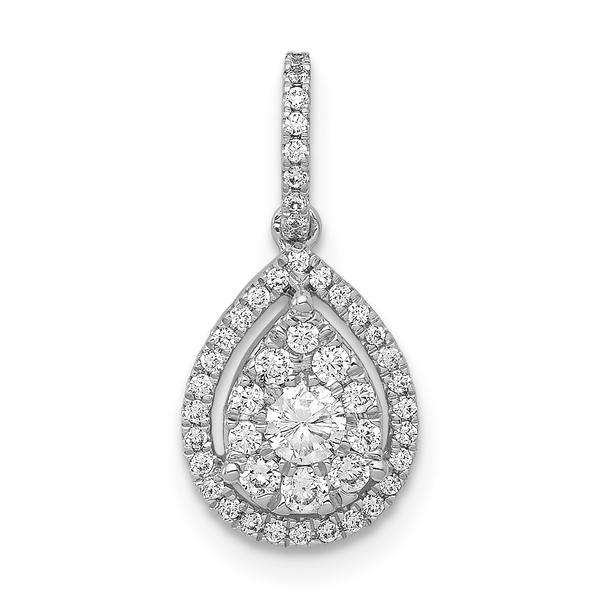 14k White Gold 1/3 carat Diamond Halo Teardrop Pendant (PM4776-033-WA)