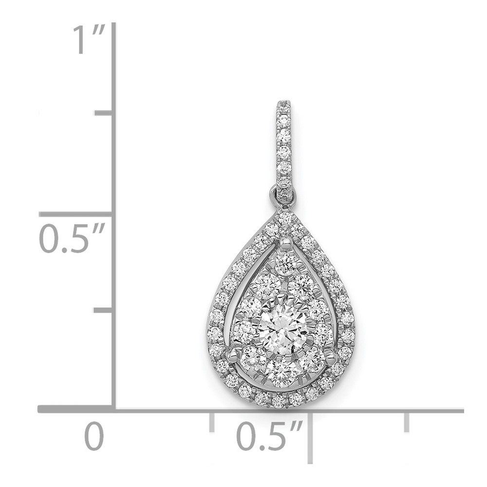 14k White Gold 1/2 carat Diamond Halo Teardrop Pendant (PM4776-050-WA)