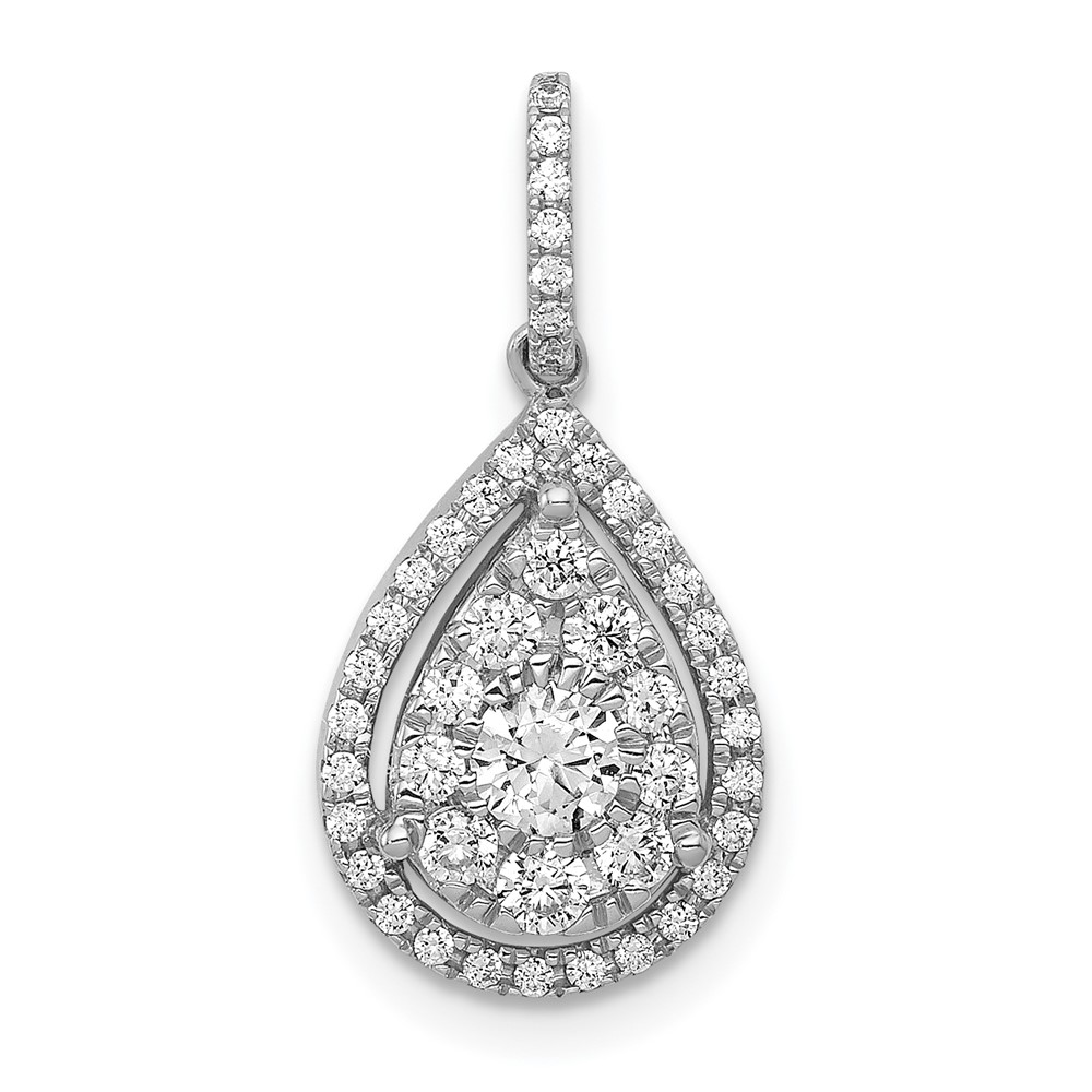 14k White Gold 1/2 carat Diamond Halo Teardrop Pendant (PM4776-050-WA)